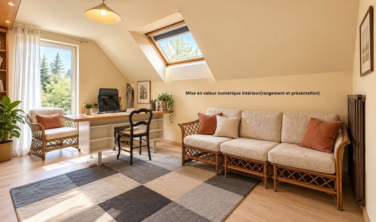 Espace sous toiture — présentation mise en valeur — Mise en valeur numérique intérieur (rangement et présentation)