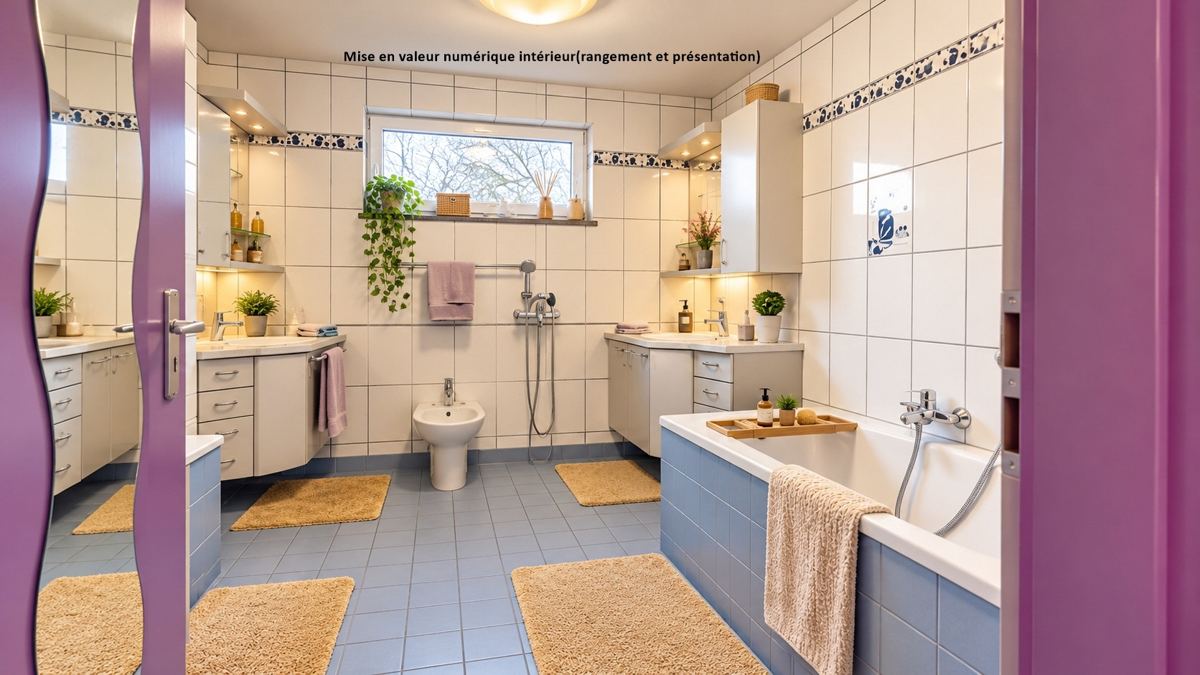Salle de bains — Mise en valeur numérique intérieur (rangement et présentation)